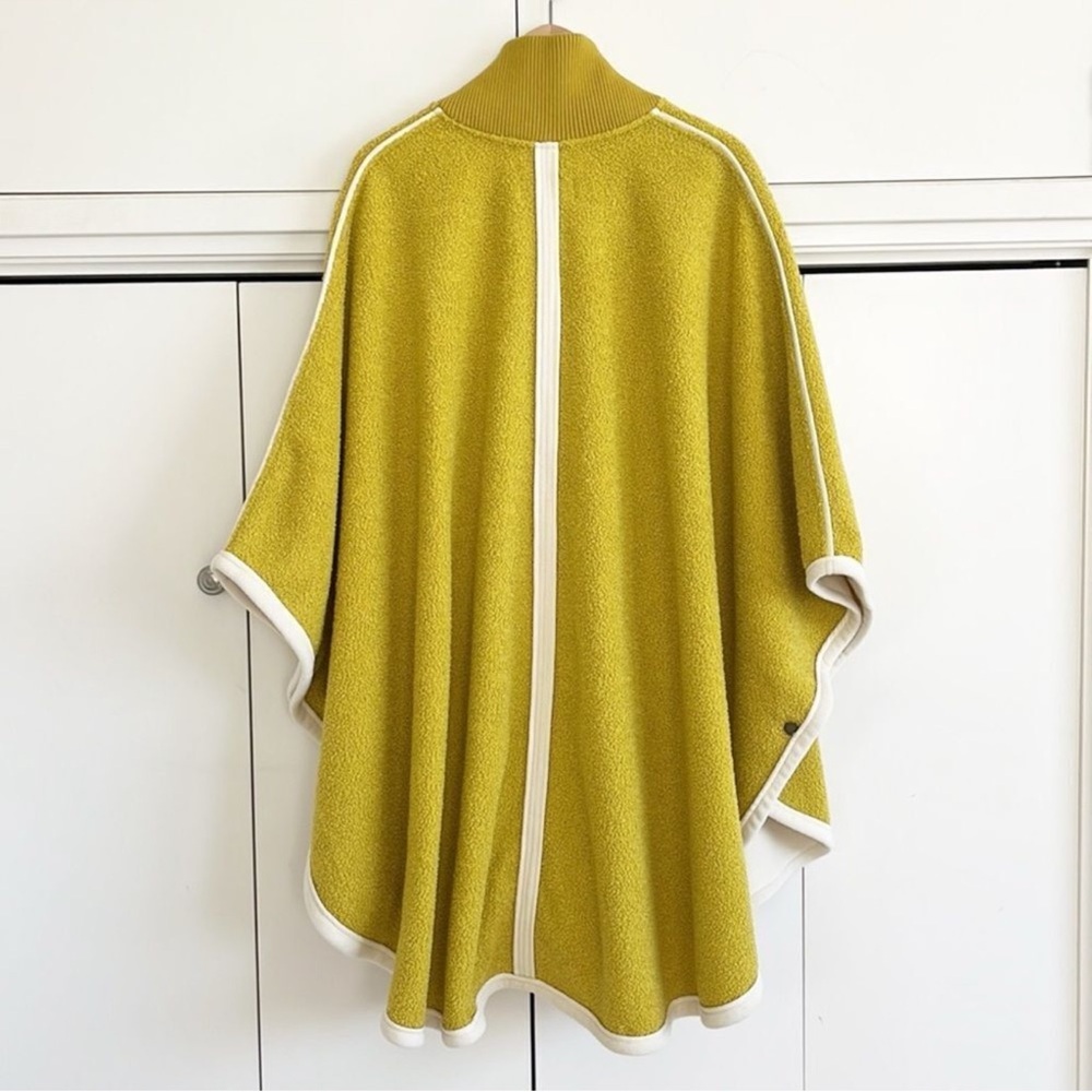 Free People Stone Cold Circle Cape Mustard Yellow Boucle Varsity Pancho - Picture 8 of 15